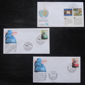 ZS-T174 UNITED NATIONS - Fdc, 1989 Lot Of 3 Different Covers