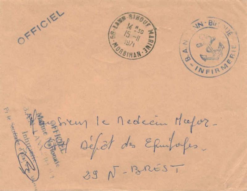 France Military Free Mail 1971 56-Lann-Bihouf Marine, Morbihan to Brest with ...