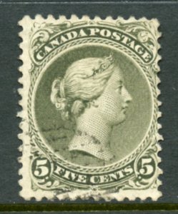 Canada scott 26 Queen Victoria 5 Cents Olive Green Used