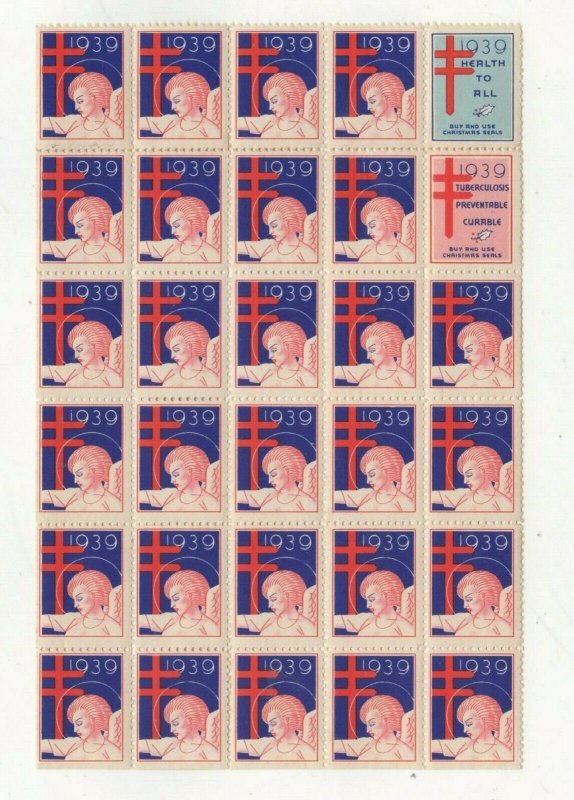 USA - Tuberculosis Christmas Seals 1939 Block of 30 Stamps - MNH OG