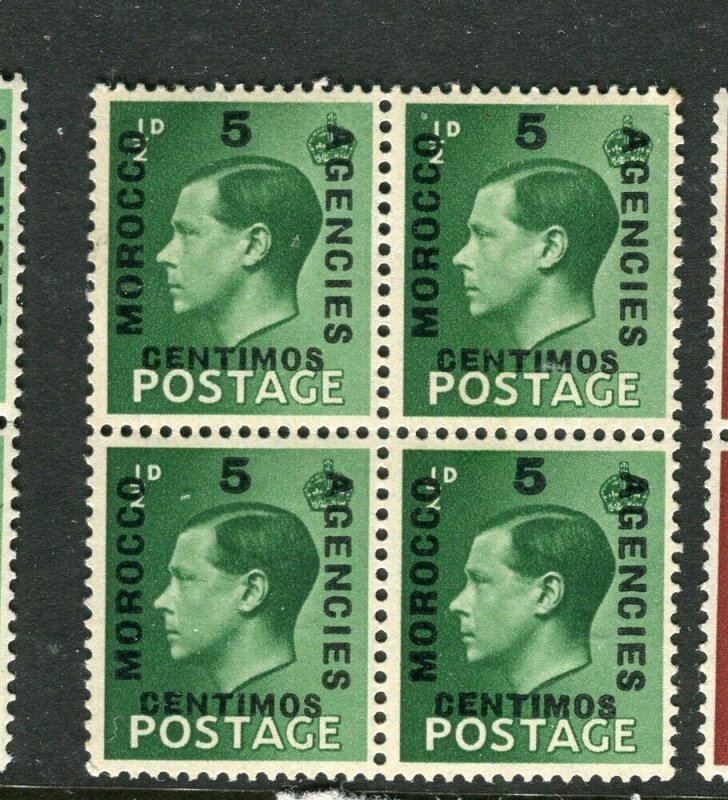 BRITISH MOROCCO AGENCIES; 1936 early ED VIII surcharged issue MINT BLOCK