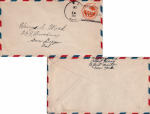 United States Ships 6c Monoplane Air Envelope 1941 U.S. Navy U.S.S. Heywood T...