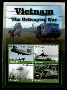 Grenada 2020 - Vietnam War - Helicopters - Sheet of 4 Stamps - Scott 4365 - MNH