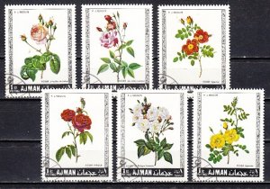 Ajman, Mi cat. 405-410 A. Various Roses, Used issue. ^