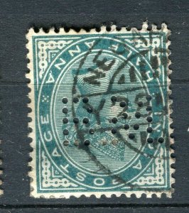 INDIA; 1890s early classic QV issue 1/2a. value, + fair Postmark, + PERFIN