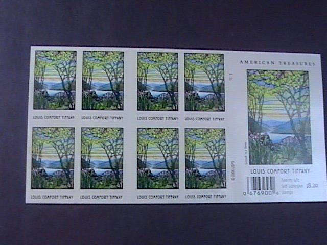 U.S.# 4165a-MNH-BOOKLET PANE OF 20-AMERICAN TREASURES/LOUIS COMFORT TIFFANY-2007