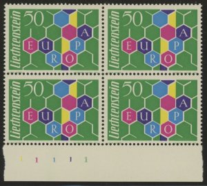 Liechtenstein 356 MNH mint block of four first printing (2745 316.j)