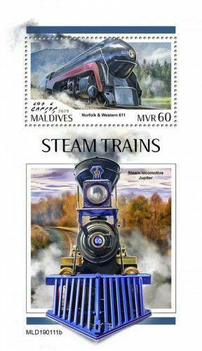 Z08 MLD190111b MALDIVES 2019 Steam trains MNH ** Postfrisch