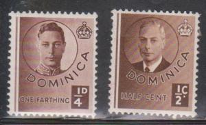 DOMINICA Scott # 111, 122 MH - KGVI Definitives