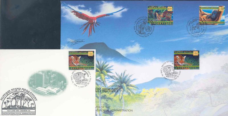 UNITED NATIONS 1998 RAIN FOREST TRIPLE CANCEL FIRST DAY COVER AS SHOWN