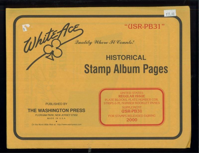 2000 White Ace United States Regular Issue Stamp Album Supplements USR-PB31