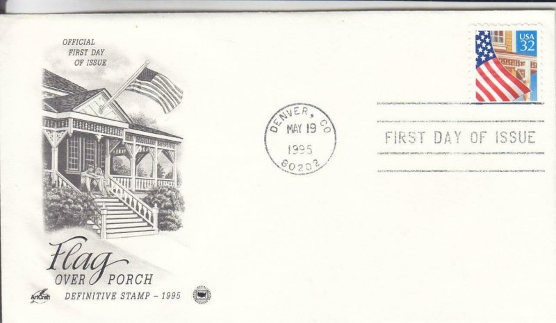 1995, Flag Over Porch, Artcraft/PCS, FDC (E8154)