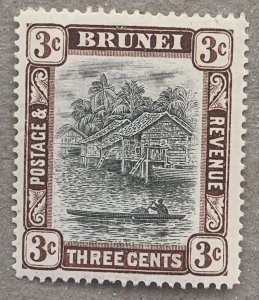 Brunei 1907 3c grey-black and chocolate. Scott 17, CV $12.50.  SG 25