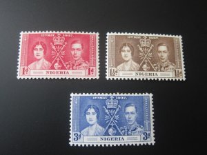 Nigeria 1937 Sc 50-52 set MH