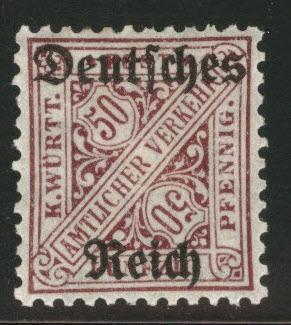 Germany State Wurttemberg Scott o182 MH*