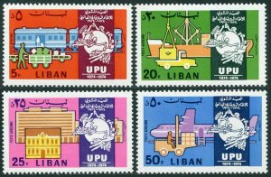 Lebanon C708-C711,MNH.Michel 1206-1209. UPU-100,1974.Mail transport.Track,Ship,