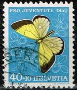 Switzerland 1950, Sc.#B200 used. Moorland Clouded Yellow (Colias palaeno)