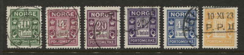 NORWAY J7-J12 set used, Fine-Very Fine, J8 short perfs CV $58 TJ 4/3 