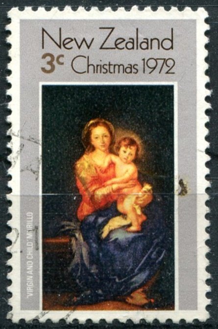 New Zealand Sc#504 Used, 3c gray & multi, Christmas 1972 (1972)