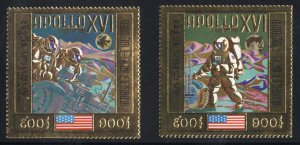 Cambodia #C30-31 Cat$90, 1972 Apollo 16, set of two, hinged