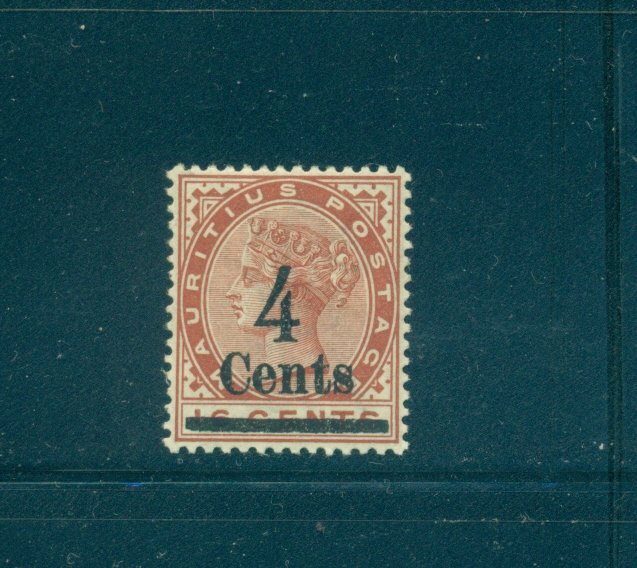 Mauritius - Sc# 116. 1900 4 cent on 16 Cent. Mint VLH. $17.50.