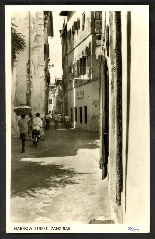 ZANZIBAR 1960 REAL PHOTO PICTURE POST CARD 25c MAP & 1sh MOSQUE to USA