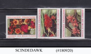 FRENCH POLYNESIA - 1971 FLOWERS SET 3V MNH