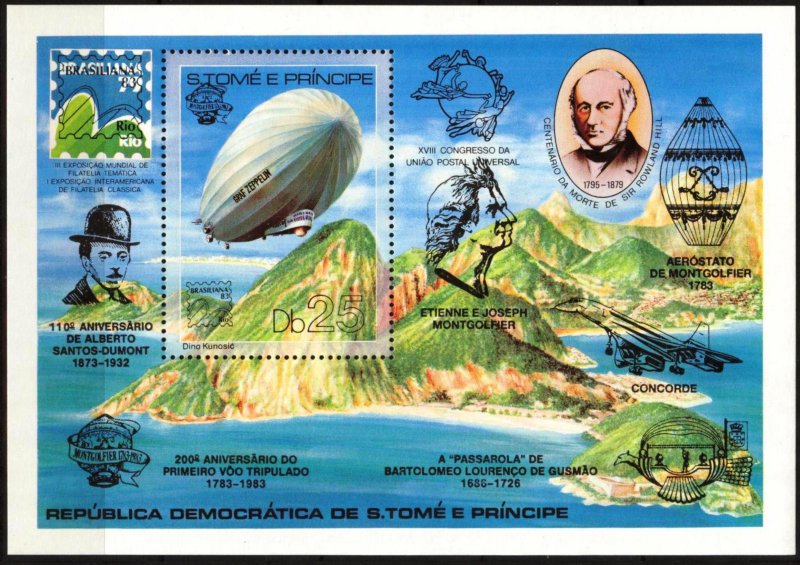 Sao Tome and Principe 1979 Zeppelins Mountains Overpr 1983 Balloons UPU S/S MNH