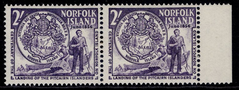 AUSTRALIA - Norfolk Island QEII SG20 + 20a, 2s TYPE VARIETIES in PAIR, NH MINT.