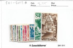 Germany: Wurttemberg Sc #8N1 - 8N13 MH (57506)