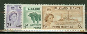 Falkland Islands 122-7 MNH CV $37; scan shows only a few