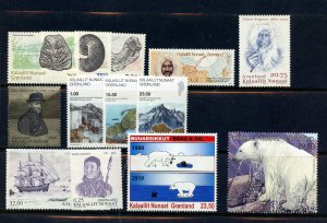 Greenland #533\\ 646 (GR916) (8) complete sets, all different, MNH, VF, CV$79.60