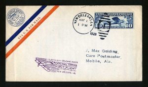 # C10 on CAM # 23 First Flight cover, New Orleans, LA to Mobile, AL - 5-1-1928