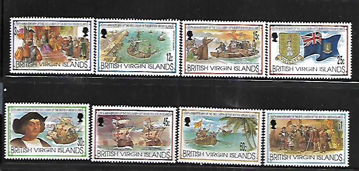 BRITISH VIRGIN ISLANDS,773-780, HINGE REMNANT , DISCOVERY VOYAGES