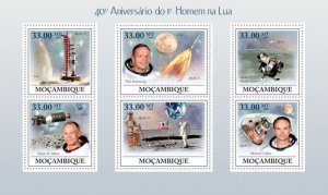 MOZAMBIQUE - 2009 - First Man on Moon - Perf 6v Sheet - Mint Never Hinged