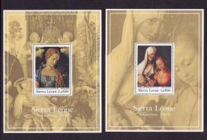 Sierra Leone-Sc.1437-8-unused NH set of 2 sheets-Christmas-Paintings-Durer-