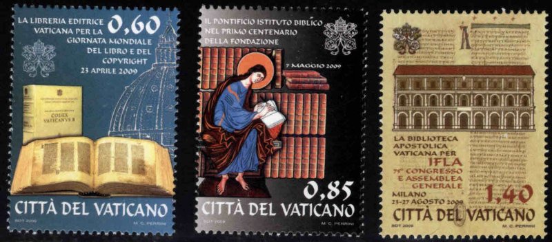 VATICAN Scott 1415-1417 MNH** 2009 Library Association set