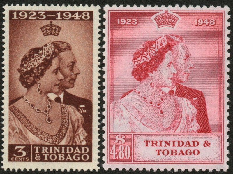 TRINIDAD & TOBAGO-1948 Royal Silver Wedding Set Sg 259-260 L MOUNTED MINT V48608