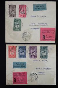 Ethiopia Stamps # C11-17 on 2 Flown Registered Covers