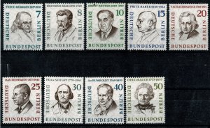 GERMANY BERLIN 1957-59 PORTRAITS SET MINT(NH) SG B159-B168 Wmk.294 P.14 SUPERB