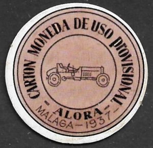 SPAIN CIVIL WAR 1937 Alora 60c Coin Stamp CAR AUTOMOBILE Topical