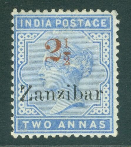 SG 40 Zanzibar 1895-96. 2½ on 2a dull blue with surcharge, type 5. Lightly... 