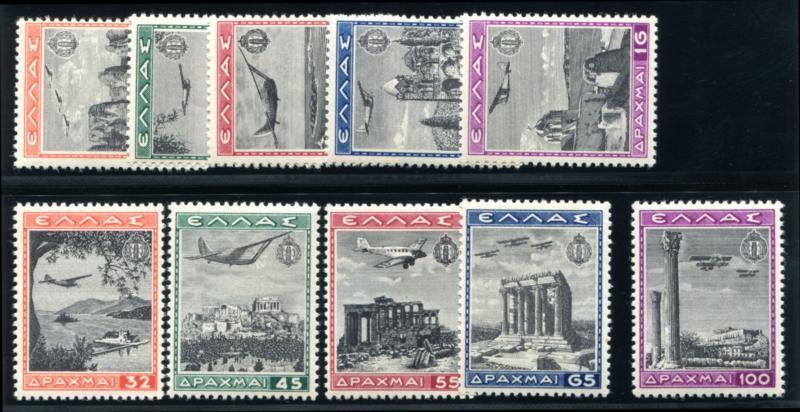 Griechenland C38-C47 Neuwertig Nh (MNH) Luft Post Set, Flugzeuge