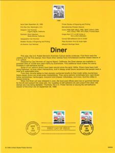 US SP1266A Diner 3208A Souvenir Page FDC