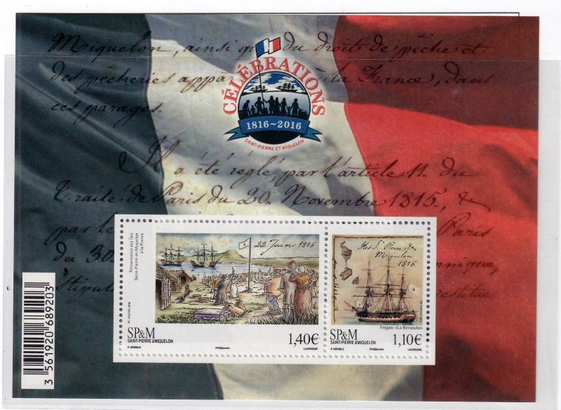 SPM , St. Pierre et Miquelon 2016 - French Rule 200th  - MNH  S/Sheet  # 1035