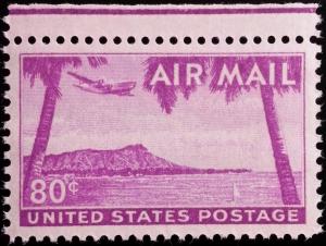 1952 80c Diamond Head, Hawaii, Volcanic Tuff Cone Scott C46 Mint F/VF LH