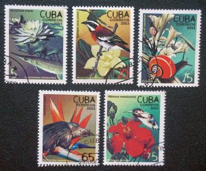 CUBA Sc# 4310-4314 FLORA & FAUNA flowers & animals CPL SET of 5 2003  used / cto