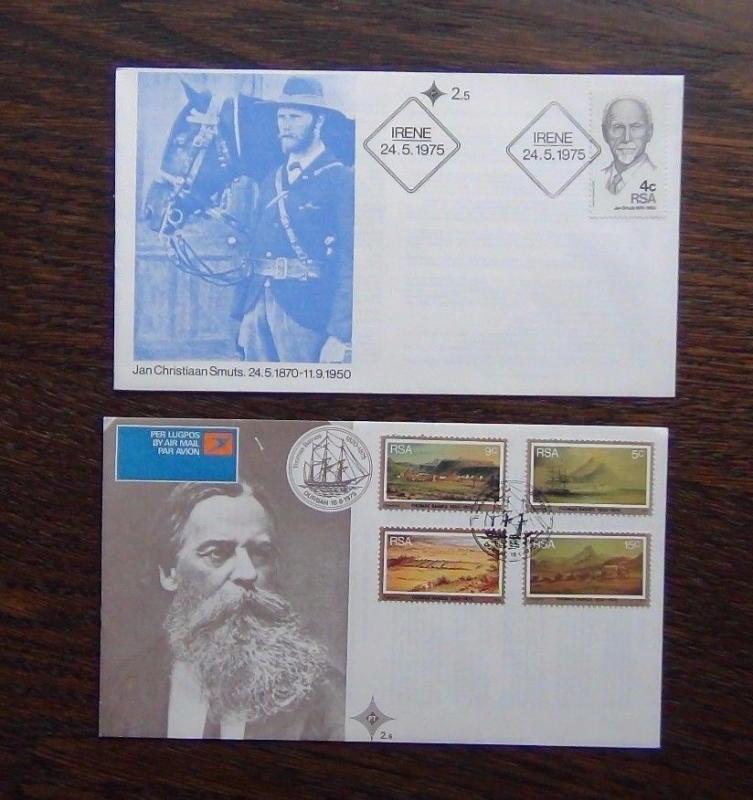 South Africa 1975 1976 FDC x 10 Sports Painter Baines Smuts Postal Satellite   