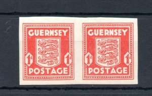 GUERNSEY WARTIME 1d MOUNTED MINT IMPERFORATE PAIR Cat £200