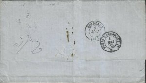 Transatlantic Ship Stampless Cover 1866 New York To Bordeaux France